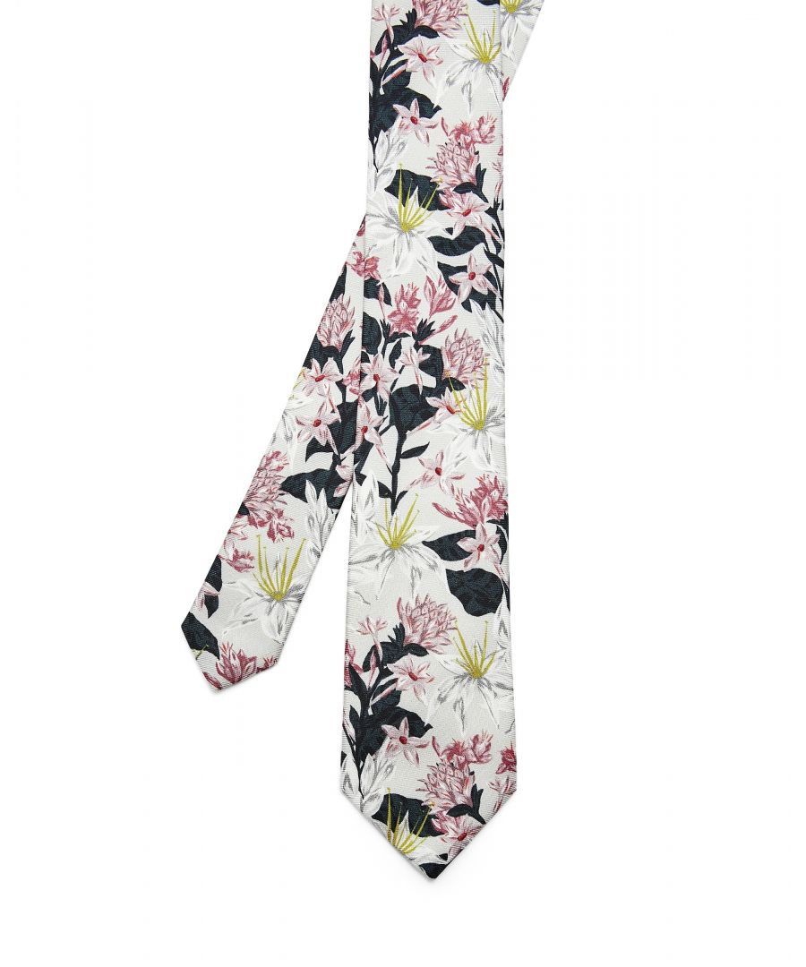 Image for Ted Baker Wildar Silk Floral Tie, White