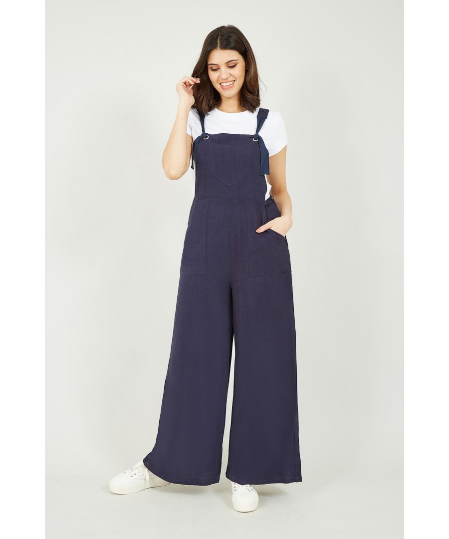 Image for Yumi Navy Linen Dunagrees