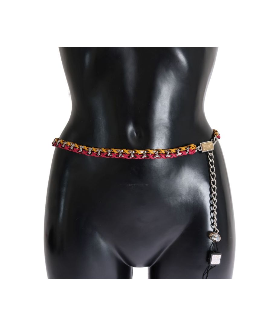 Image for Dolce & Gabbana Red Yellow Leather Crystal Belt