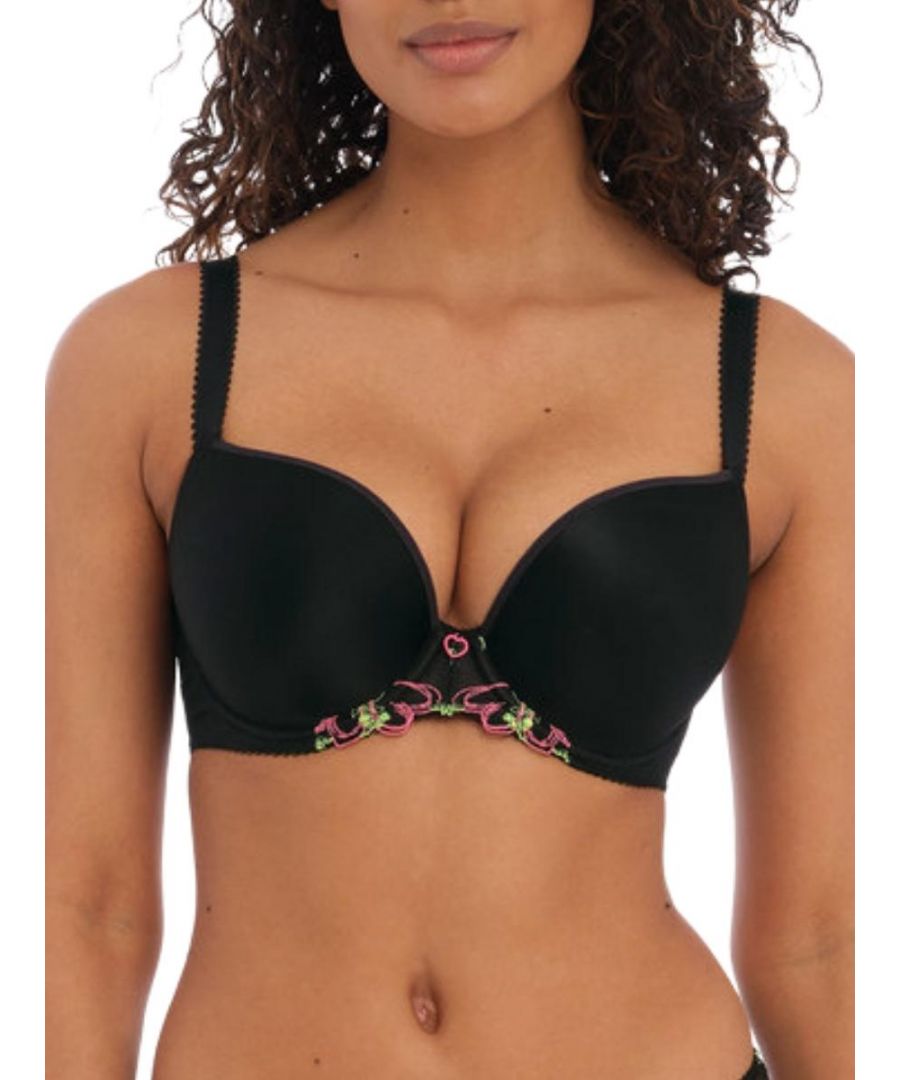 Freya Womens Loveland Moulded Plunge T-Shirt Bra - Black Nylon - Size 34E