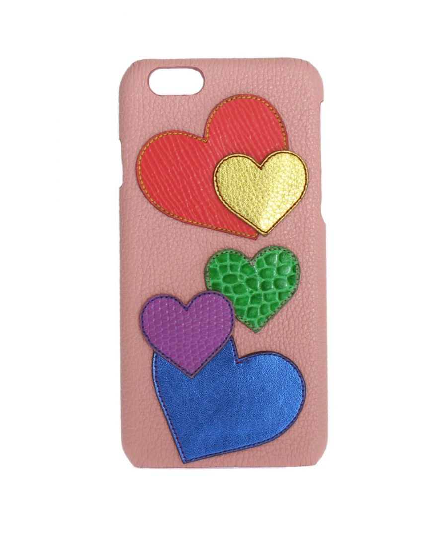 Image for Dolce & Gabbana Pink Leather Heart Phone Cover