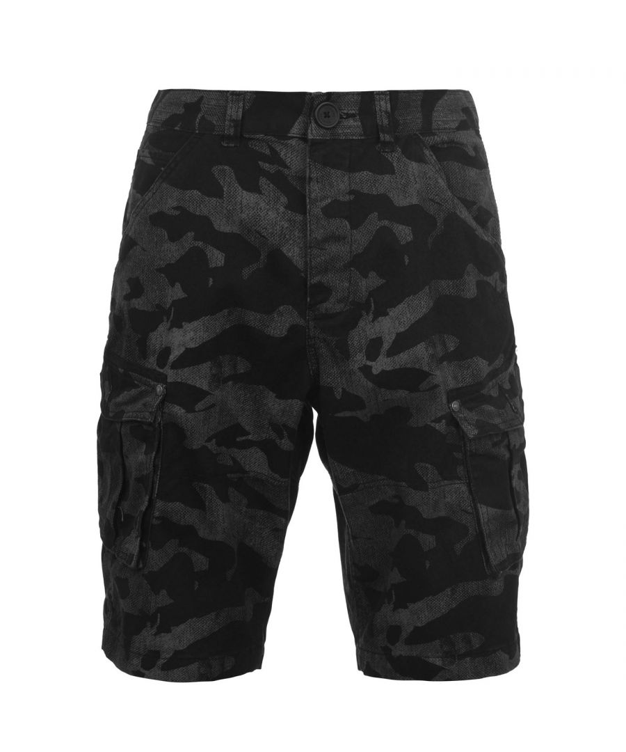 Image for Firetrap Mens BTK Shorts Cargo Pants Bottoms 100% Cotton Camo Design 6 Pockets
