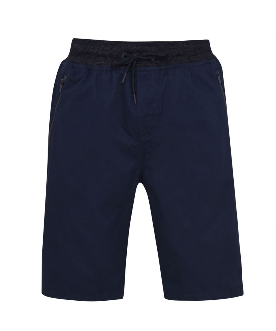 <h2> No Fear Chino Shorts Mens </h2>\nThese No Fear Chino Shorts are crafted with an elasticated waistband and drawstring fastening for a classic look. They feature 4 pockets and are a lightweight construction. These shorts are designed with a signature logo and are complete with No Fear branding.