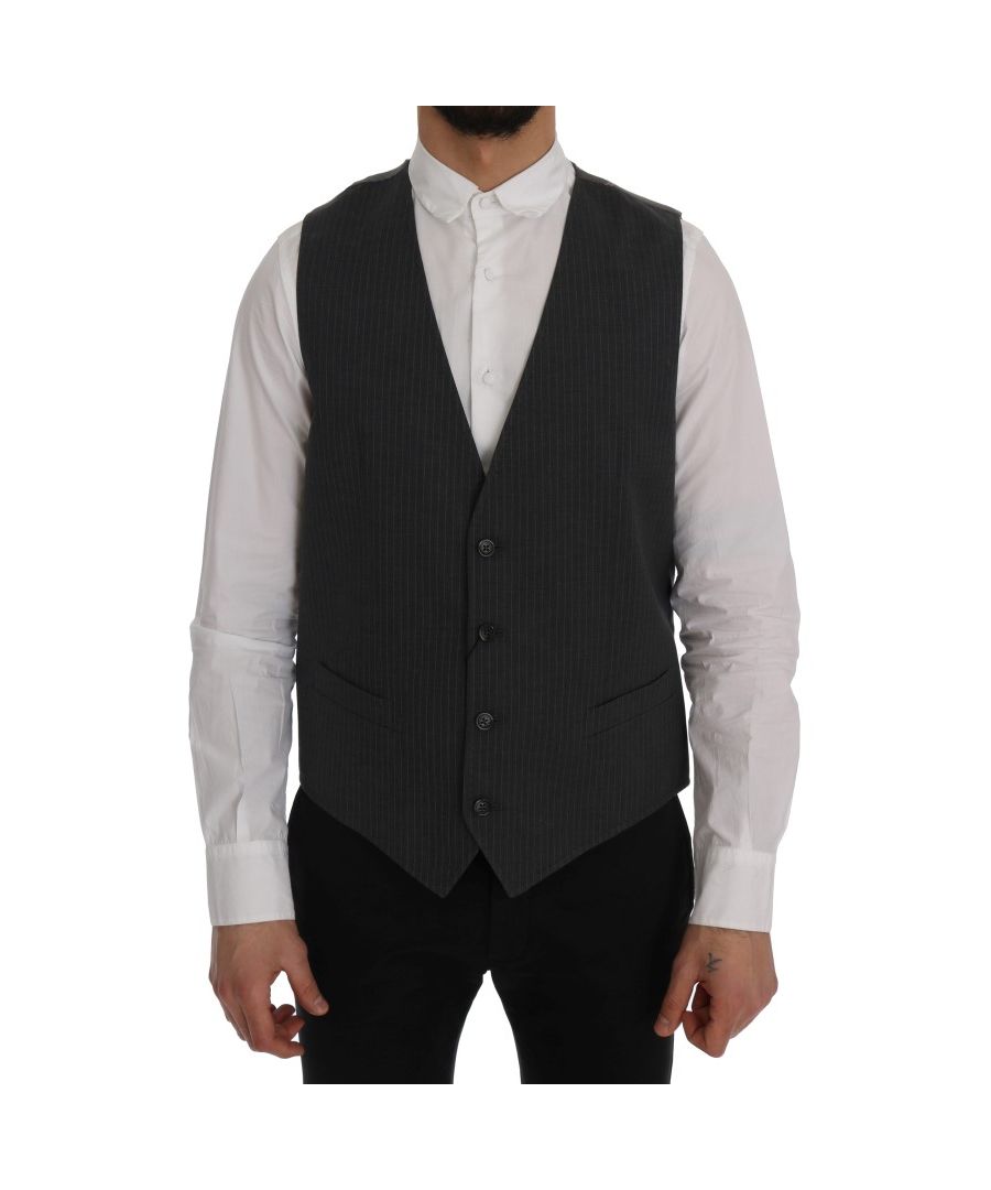 Image for Dolce & Gabbana Gray STAFF Cotton Striped Vest