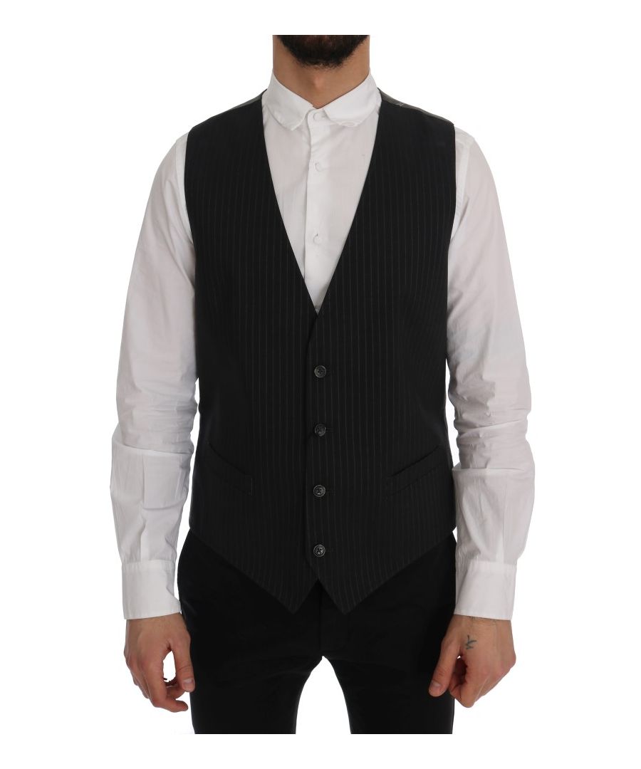 Image for Dolce & Gabbana Gray STAFF Cotton Striped Vest