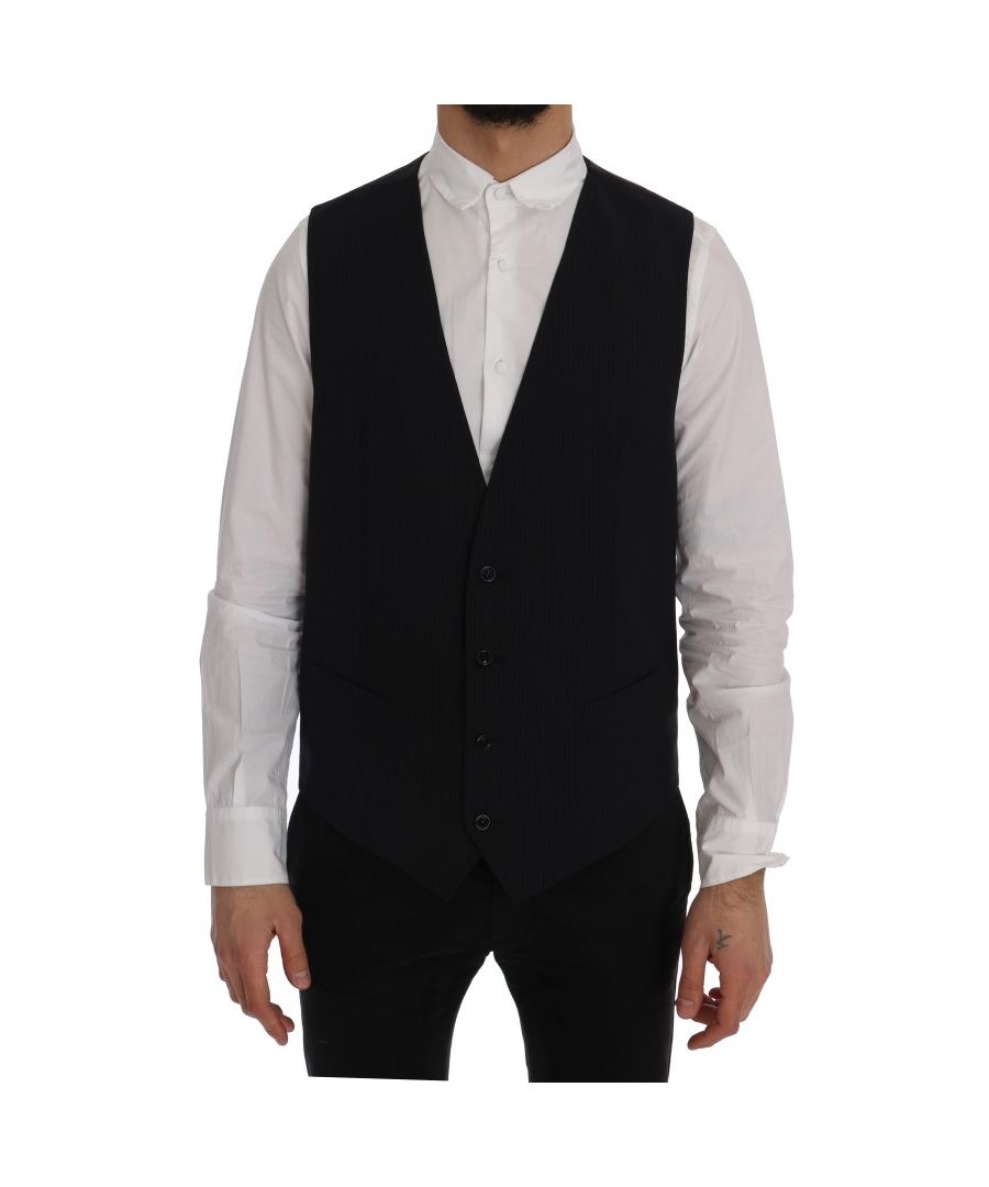 Image for Dolce & Gabbana Black STAFF Wool Striped Vest