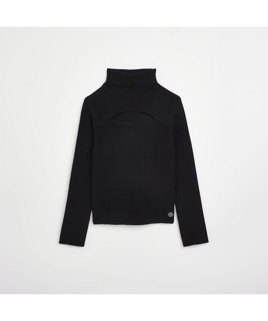 > Brand: River Island> Department: Girls> Colour: Black> Material Composition: 52% Viscose 27% Polyester 21% Nylon> Type: Jumper> Style: Pullover> Material: Viscose> Size Type: Regular> Pattern: Knitted> Occasion: Casual> Neckline: Roll Neck> Sleeve Length: Long Sleeve> Season: AW22