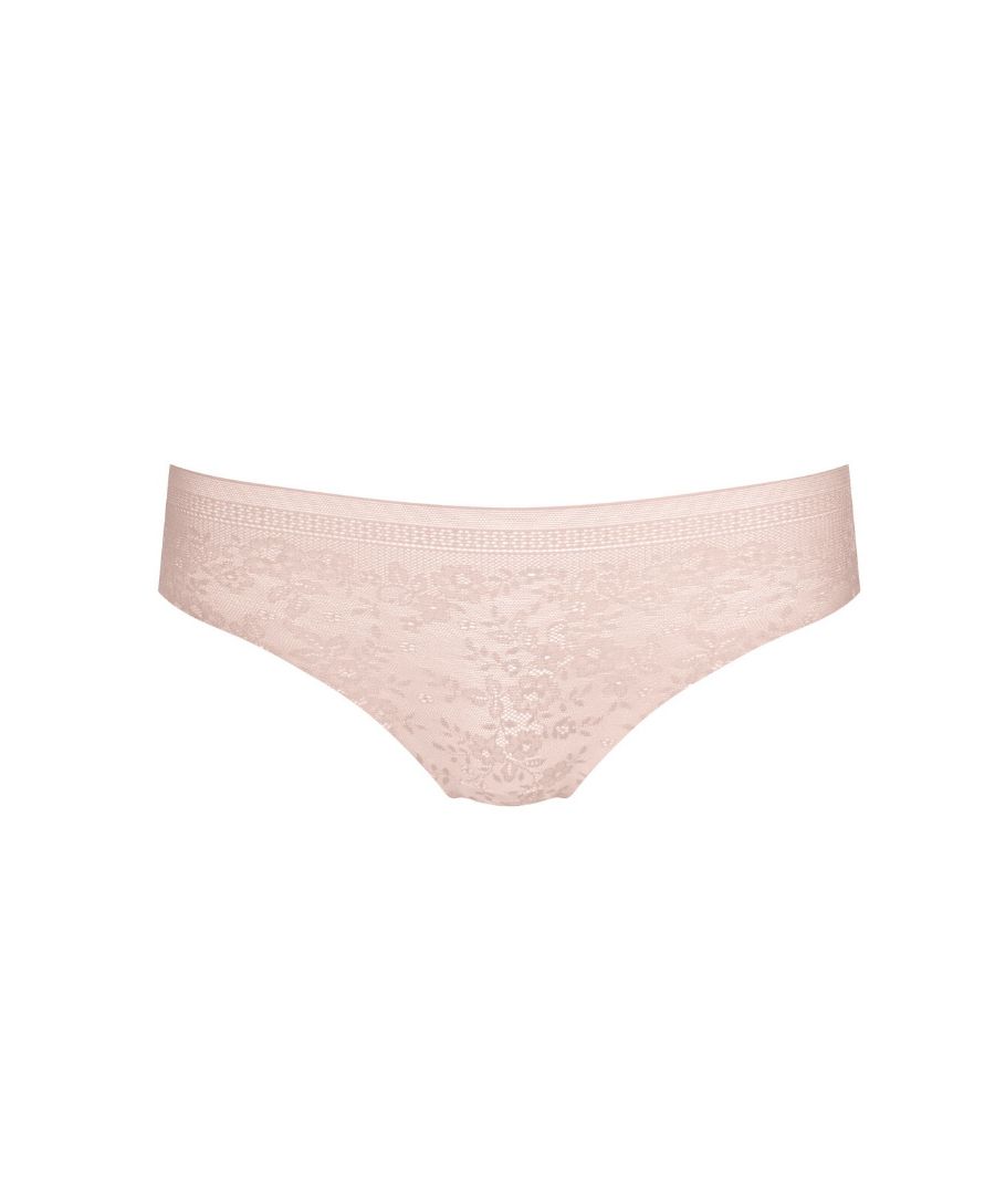 Sloggi ZERO Lace Hipstring Thong. With lace detailing and minimal rear coverage. No VPL. Product is made of 82% Polyamide, 18% Elastane and is machine washable.