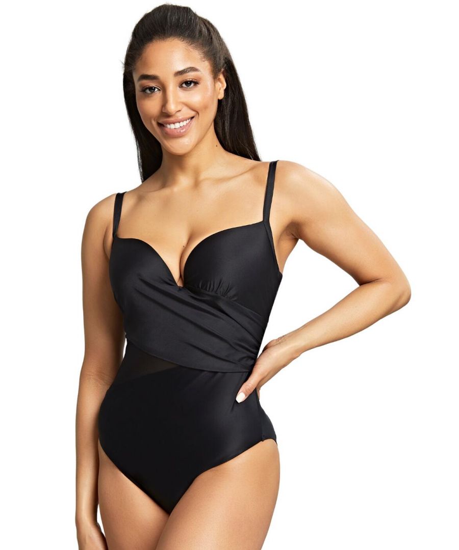 Panache Womens Serenity Moulded Plunge Swimsuit - Black Polyamide - Size 38DD