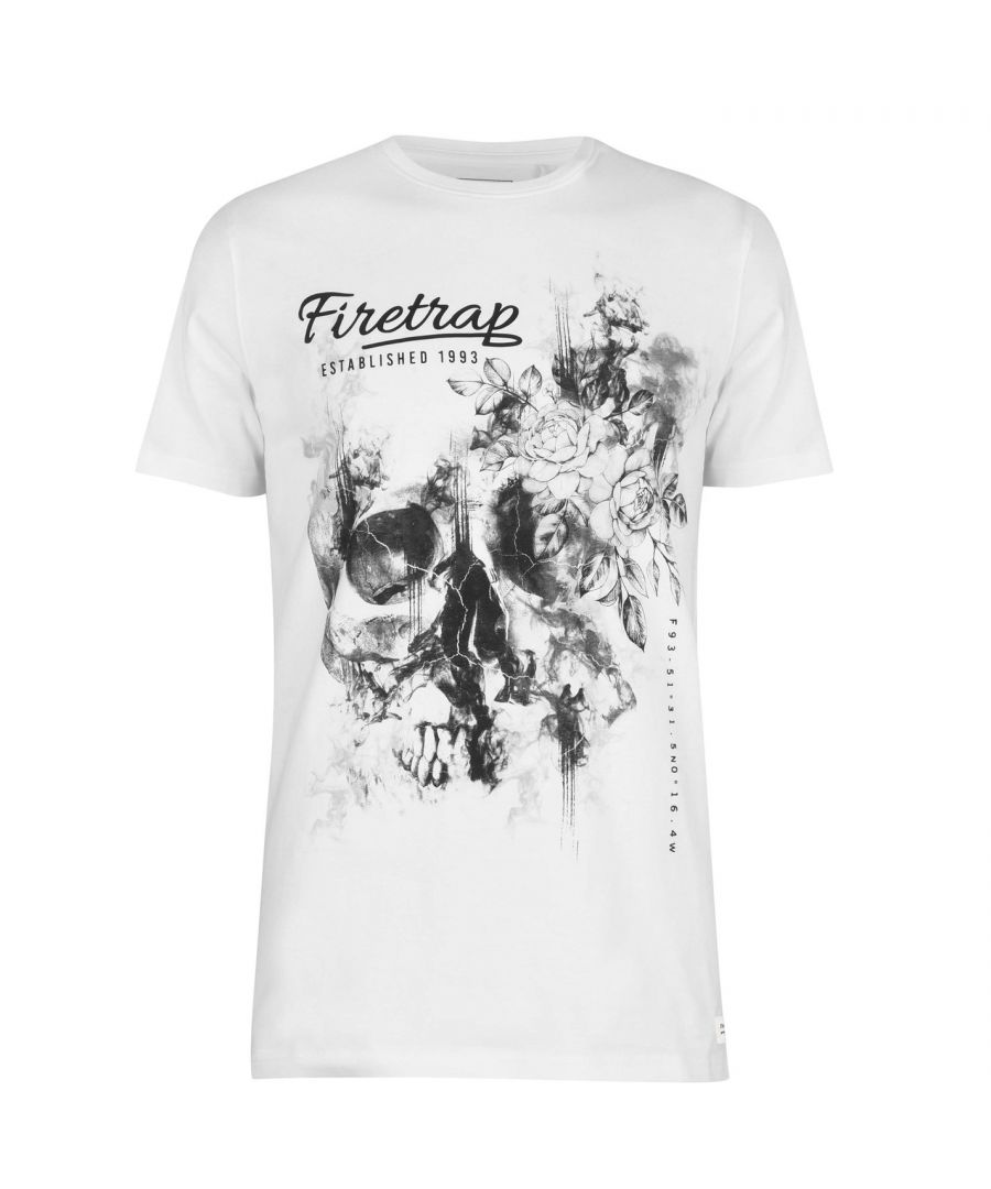 Firetrap Graphic T Shirt Mens Update your casual wardrobe with the Graphic T Shirt from Firetrap. Crafted with a crew neck and short sleeves, this piece is perfect for everyday wear. The look is completed with printed graphics and Firetrap branding. • Men's T Shirt • Ribbed Crew Neck • Short Sleeves • Soft Construction • Printed Logo • Firetrap Branding • 90% Cotton, 10% Viscose • Machine Washable at 40 Degrees • Keep Away From Fire