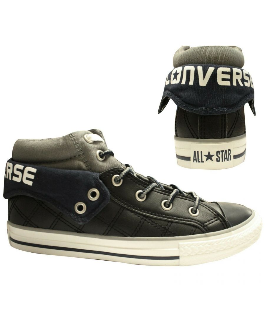 Converse Chuck Taylor CT PC2 Mid Black Leather Kids Youths Trainers 336055C Y10B