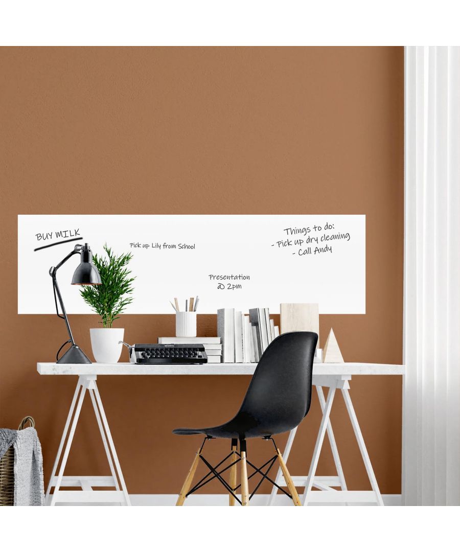 - Create a home office space that will inspire productivity and stir your creativity with our Home Office Decor Collection!\n- These office decor ideas will actually make you want to sit down and complete your tasks of the day.\n- Walplus' high quality self-adhesive stickers are quick to apply, and can be easily removed and repositioned without damage; Simply peel and stick to any smooth, even surface.\n-  Application instructions included; Eco-friendly materials and Non-toxic; The whiteboard size is 2m x 0.45m.