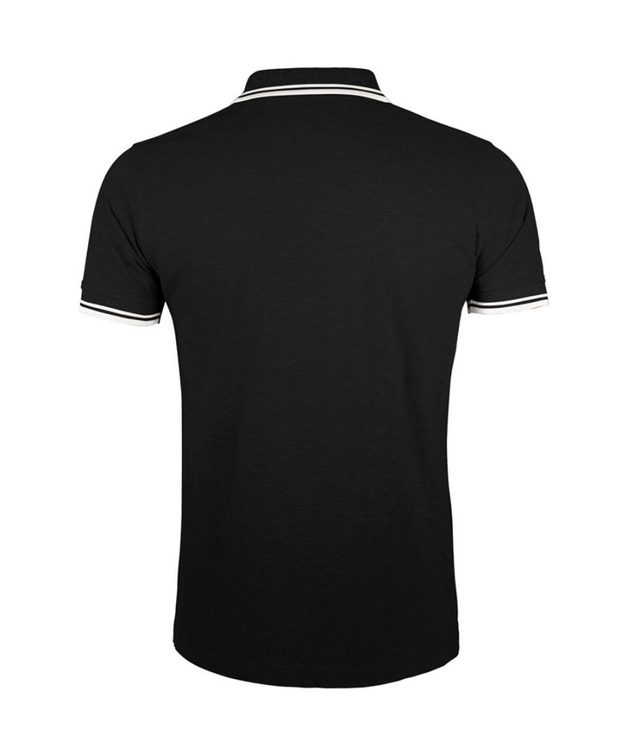 SOLS Mens Pasadena Tipped Short Sleeve Pique Polo Shirt (Black/White) Cotton - Size Large SOLS Mens Pasadena Tipped Short Sleeve Pique Polo Shirt (Black/White) Cotton - Size Large