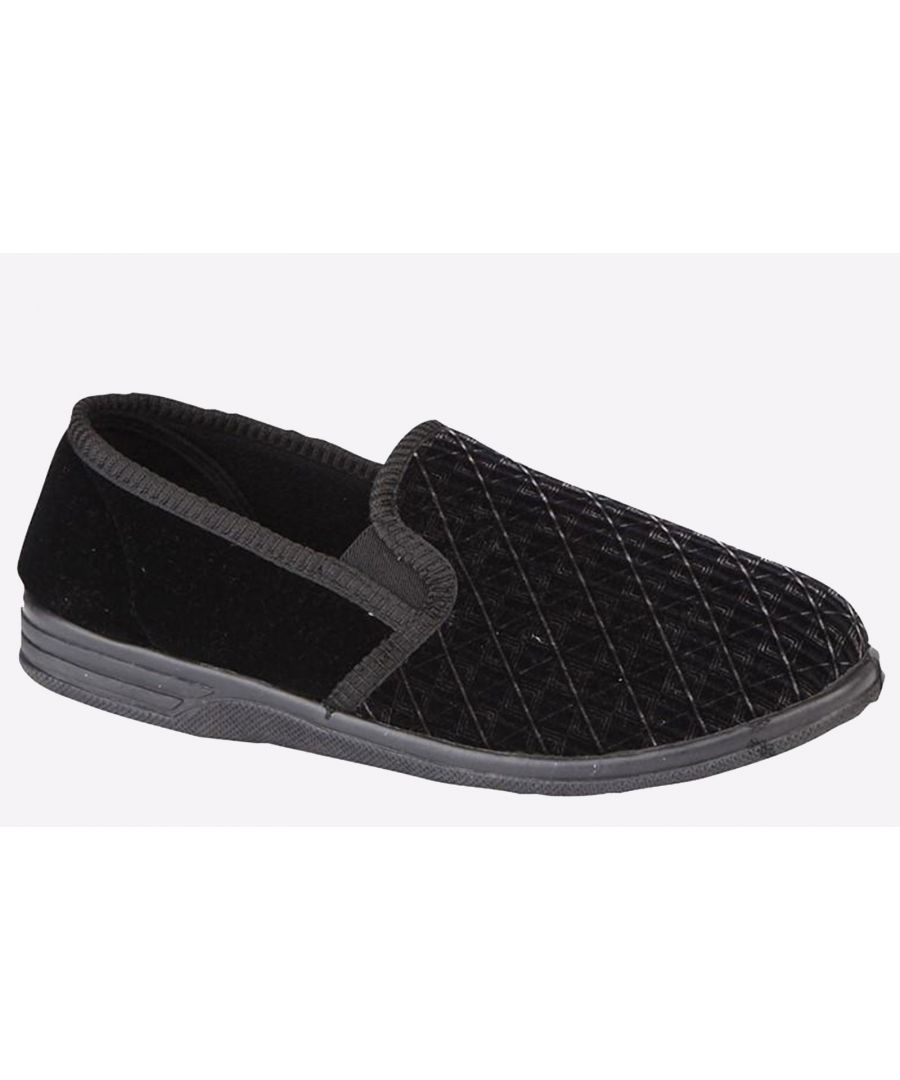 Zedzzz Kevin Twin Gusset Slippers Mens - Black - Size UK 12