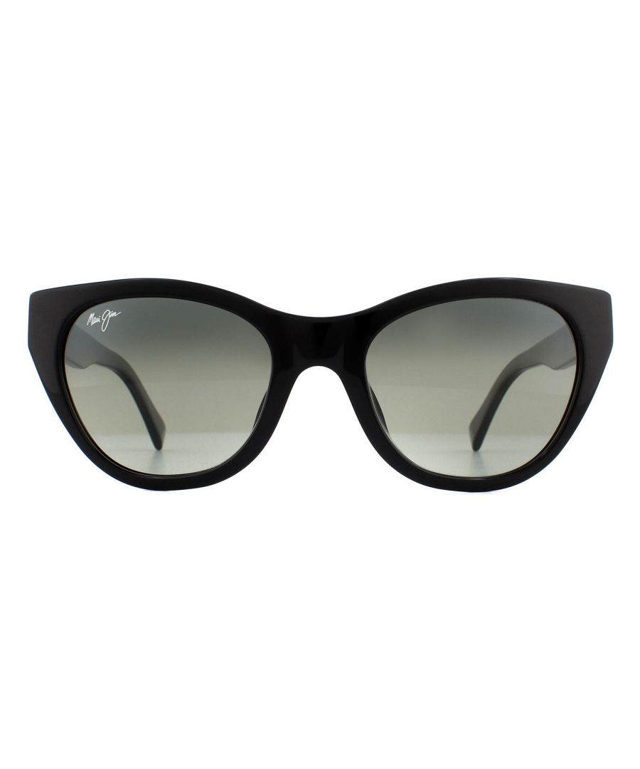 Maui Jim Cat Eye Womens Black with Transparent Grey Neutral Polarized Sunglasses - One Size