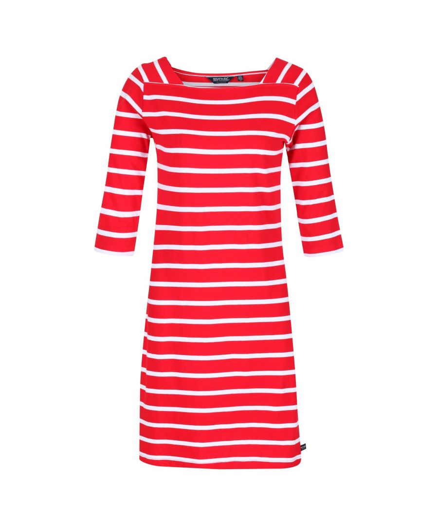 Regatta Womens/Ladies Paislee Stripe Casual Dress (True Red/White) Cotton - Size 12 UK