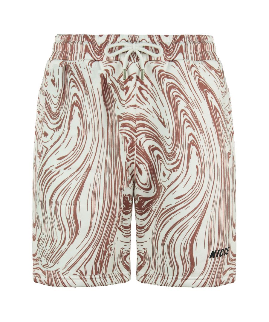Nicce Stretch Waist White Rose Mens Ash Joggers Shorts 211 1 06 06 0338
