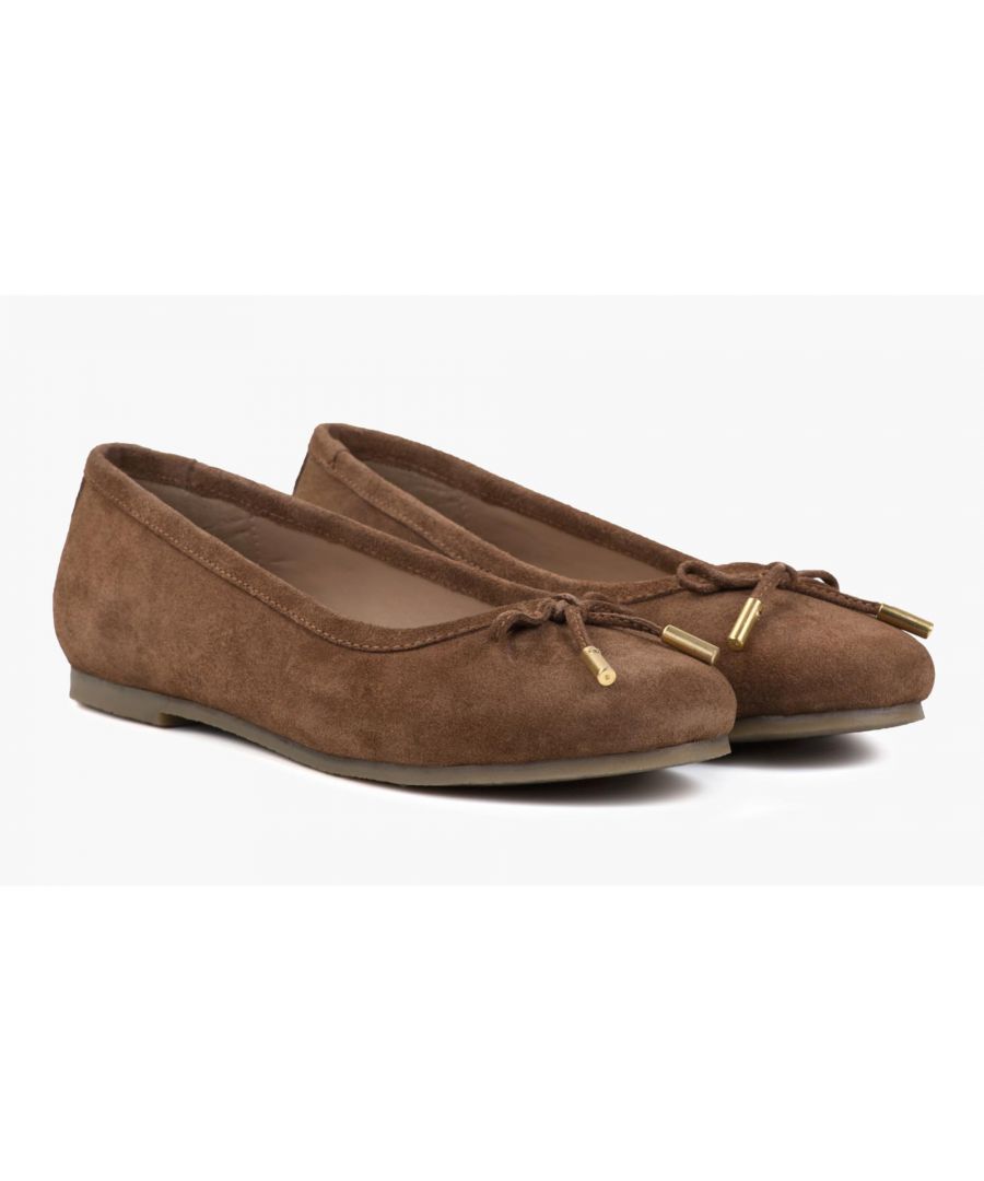 Image for Redfoot Darcey Tan Suede Flat Pumps