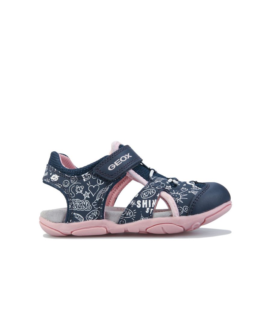 Girl's Geox Infant Agasim Sandals in Navy Pink