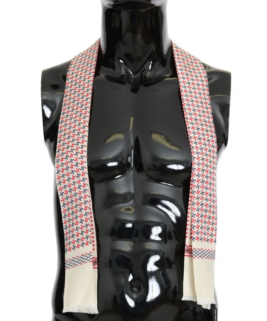 Dolce & ; Gabbana Gorgeous brand new with tags, 100% Authentic Dolce & ; Gabbana silk Mens tie scarf wrap. Material : 100% Silk Color : White with red and blue fantasy pattern Fringes Logo details Made in Italy SIZE : 140cm x 25cm