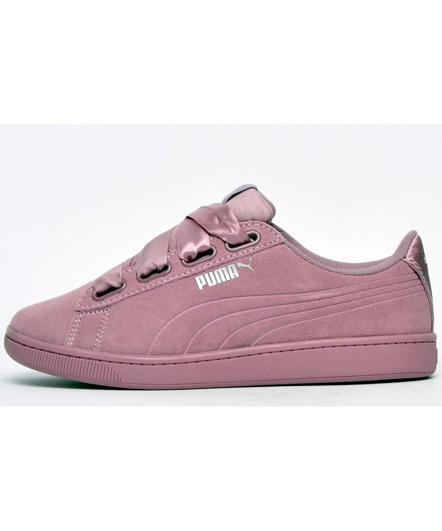 The Puma Vikky Suede v2 Ribbon is fresh from the Puma archive and is revived with modern features for the stylish generation of today fused with unbeatable comfort to deliver a shoe that will stand out from the crowd wherever you go. Featuring a premium suede leather upper with designer led tonal stitching and a ribbon lace fastening coupled with its SoftFoam memory foam insole and shaped padded ankle collar keeping your feet comfortable all day long\n Classic Puma branding can be found on the tongue and the lateral side of the shoe with the Cat logo showing on the heel counter for instant brand recognition\n - Premium Suede leather upper.\n - SoftFoam+ sockliner provides superior cushioning \n - Ribbon lace fastening\n - Vintage styled textured outsole\n - Shaped and padded ankle collar\n - Puma branding throughout