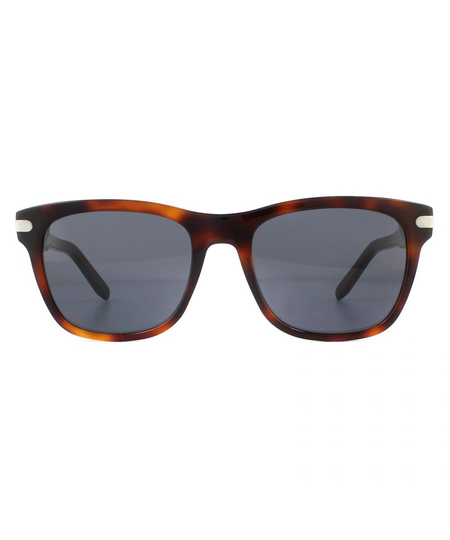 Salvatore Ferragamo Sunglasses SF936S 214 Dark Tortoise Grey are a masculine square style crafted from chunky yet lightweight acetate and feature a metal plaque engraved with the Ferragamo logo on the temples.