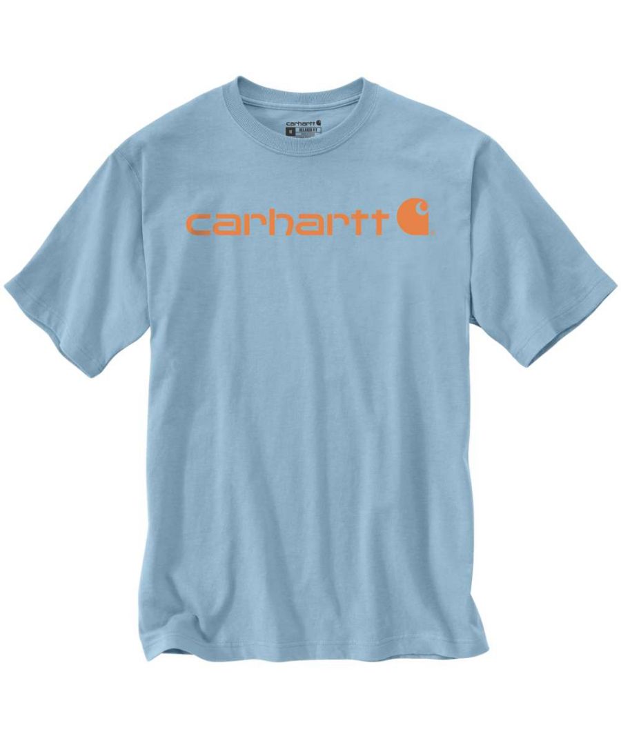 *Sizing Note* Carhartt are more generously sized, you may need to consider dropping down a size from your traditional workwear clothing. Material: 100% cotton jersey, 229g / m2. Comfortable rib-kit collar. The two-way stitching of the shirt prevents it from twisting during use. Large graphic with the Carhartt logo in the front. Comfortable, flat label on the back of the neck.