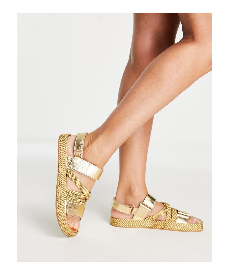 Sandals by ASOS DESIGN Free your feet Adjustable straps Adhesive fastening Open toe Flat sole  Sold By: Asos