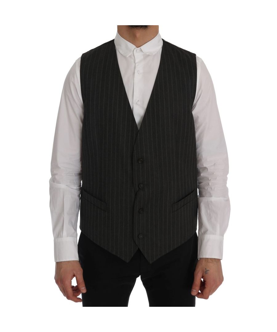 Image for Dolce & Gabbana Gray STAFF Wool Stretch Vest