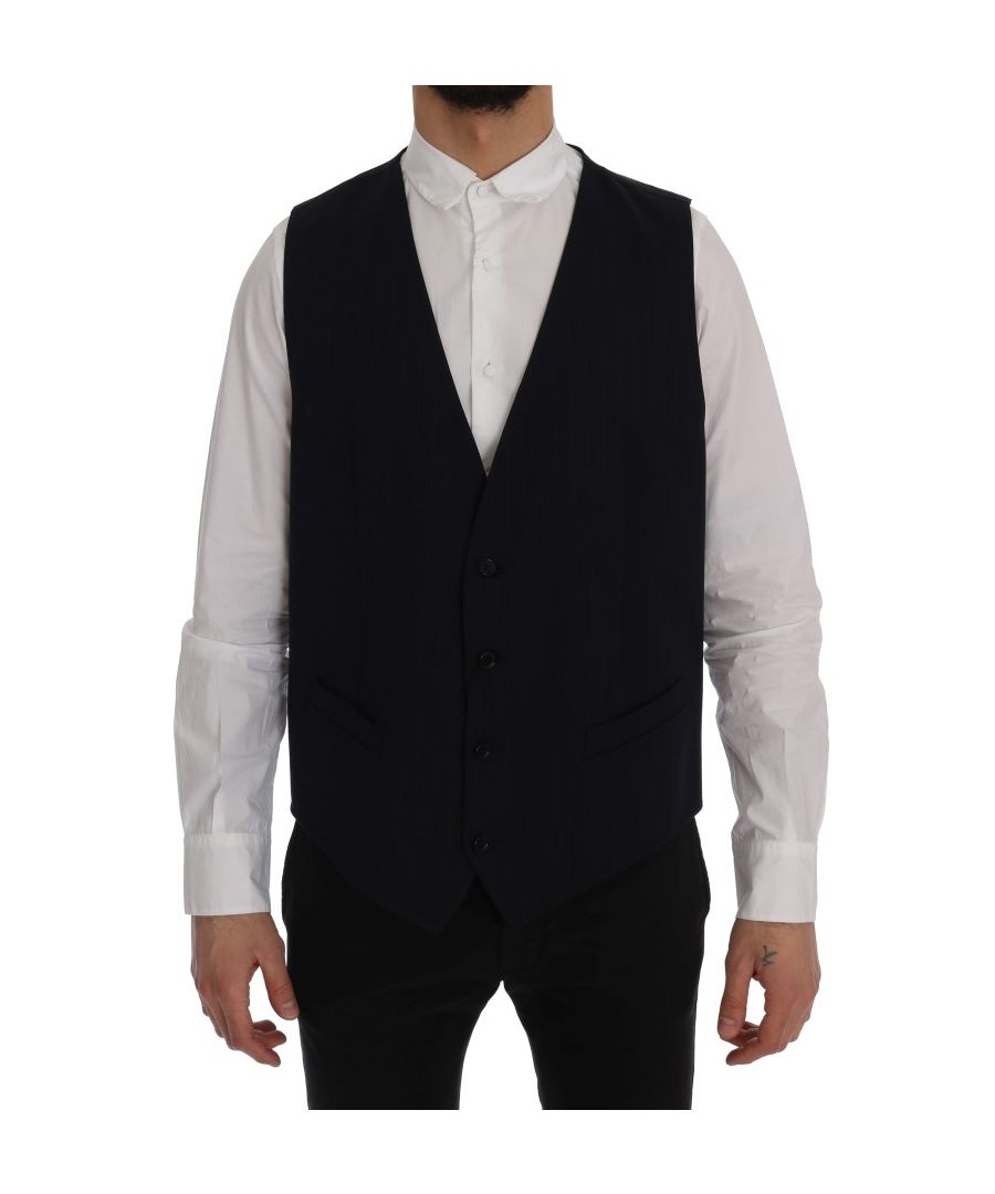 Image for Dolce & Gabbana Blue STAFF Wool Stretch Vest