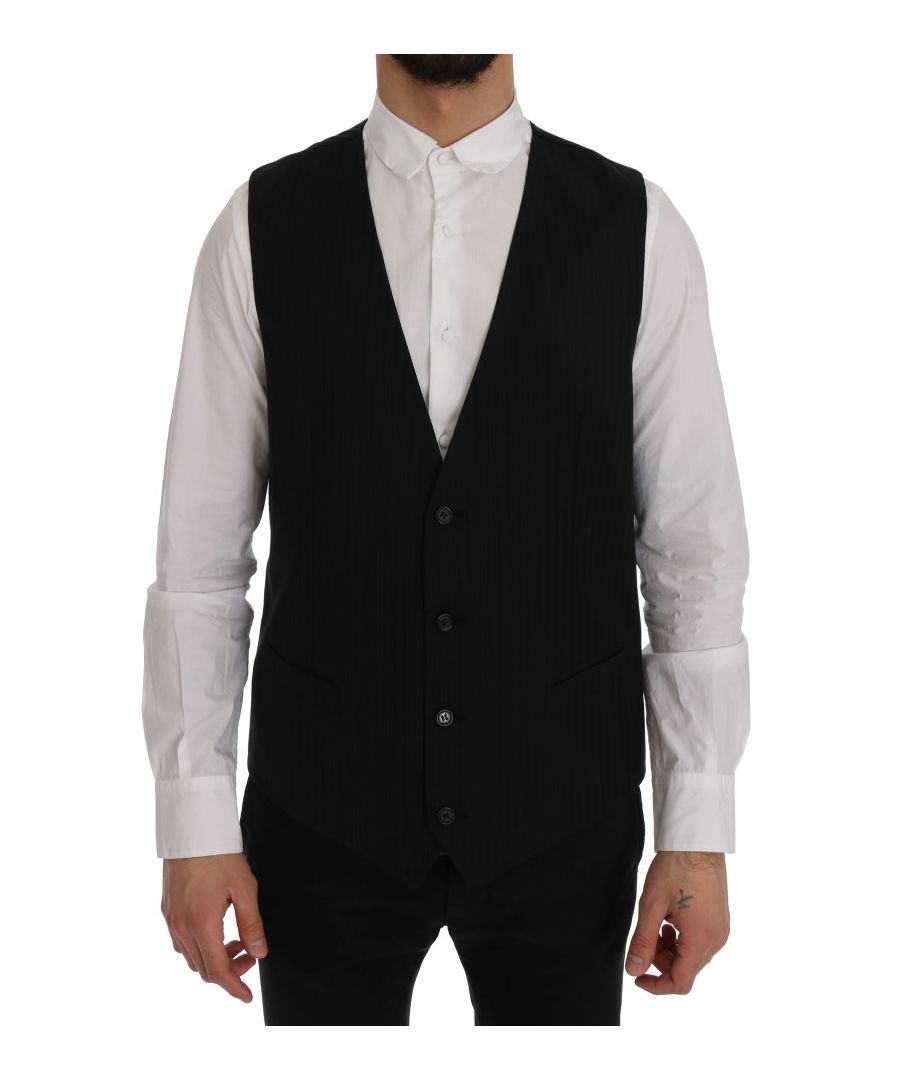 Image for Dolce & Gabbana Black STAFF Wool Stretch Vest