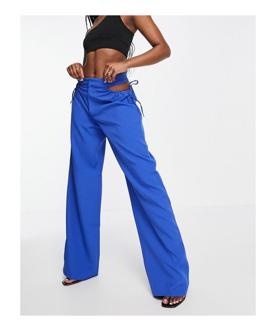 Trousers by Missguided Exclusive to ASOS Mid-rise Cut-out sides Tie details Wide leg  Sold By: Asos