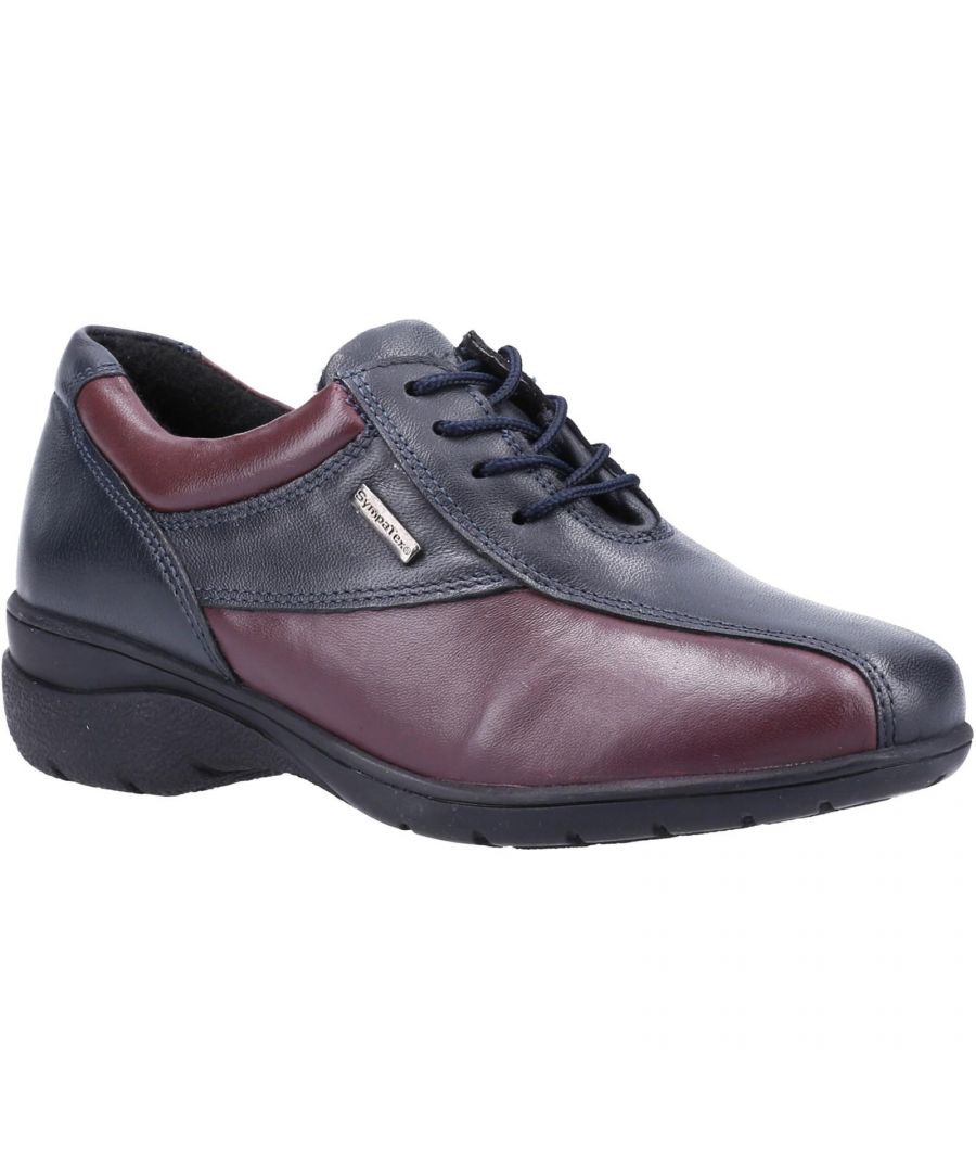 Image for Cotswold Womens/Ladies Salford 2 Leather Oxford Shoes (Navy/Bordeaux Red)
