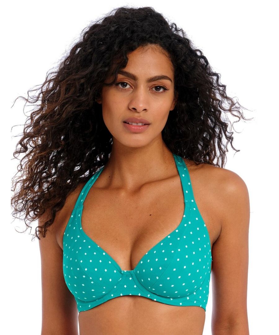 Freya Womens 7232 Jewel Cove Halterneck Bikini Top - Blue Elastane - Size 32FF