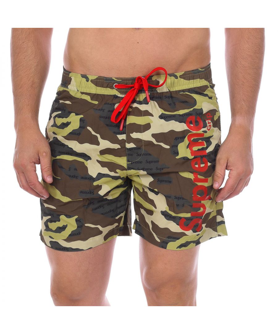 Supreme Mens Camo Print Boxer Swimsuit CM-30067-BP - Multicolour Polyamide - Size X-Small