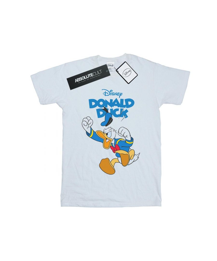 Disney Womens/Ladies Donald Duck Furious Cotton Boyfriend T-Shirt (White) - Size 2XL