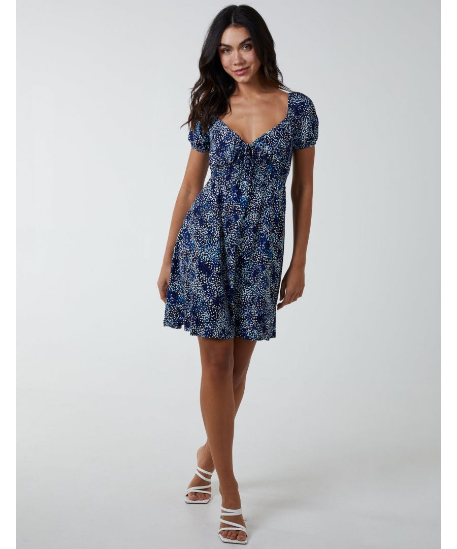Blue Vanilla Womens Shirred Sweetheart Mini Dress - Navy - Size 14 UK
