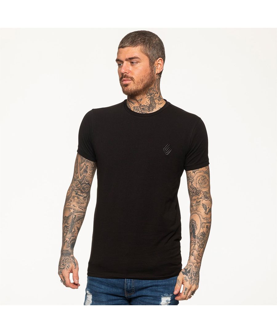 Enzo Men’s Black Designer Athletic Muscle Slim Fit T-shirt, Extra Stretch Fabric Provides Comfort and Fits Perfectly on the Body, Enzo Embroidered Logo on The Front, Crew Neck and Short Sleeves, 95% Cotton, 5% Elastane, Machine Washable and is Ideal for Gym and Casual Wear.