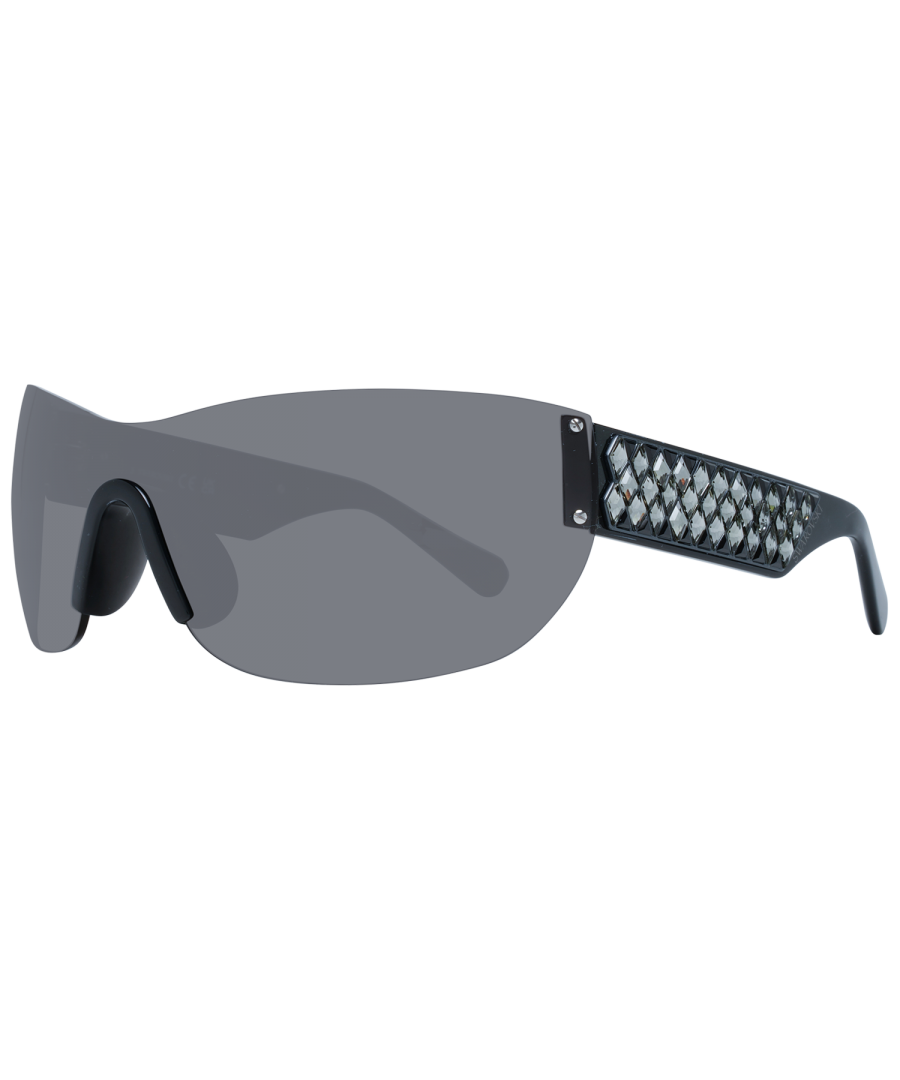 Swarovski Sunglasses SK0364 01A 00\nGender: Women\nMain color: Black\nExtra: No extra\nFrame color: Black\nFrame material: Plastic\nLenses color: Grey\nLenses material: Plastic\nFilter category: 3\nStyle: Mono Lens\nLenses effect: Mirrored\nProtection: 100% UVA & UVB\nSize: 00-0-115\nLenses width: 175\nLenses height: 48\nFrame width: 175\nTemples length: 115\nSpring hinge: No\nShipment includes: Branded case\nRim style: Rimless