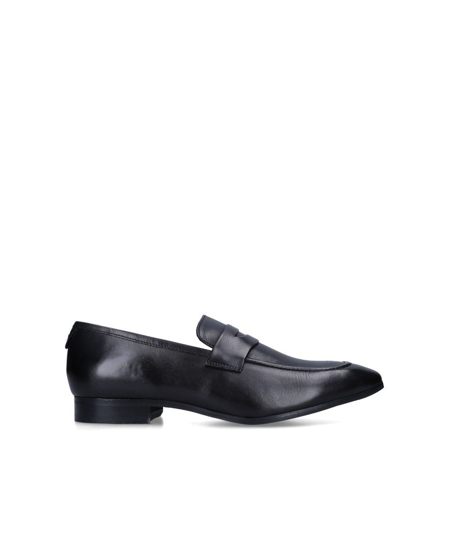 The Stevie are a formal penny loafer in smooth black leather. The footbed is padded for comfort.