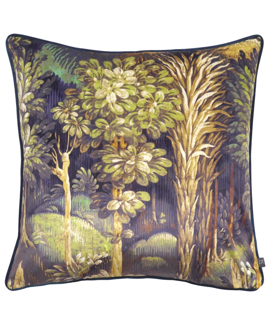 Prestigious Textiles Forbidden Forest Tropical Piped Velvet Feather Filled Cushion - Black - One Size product
