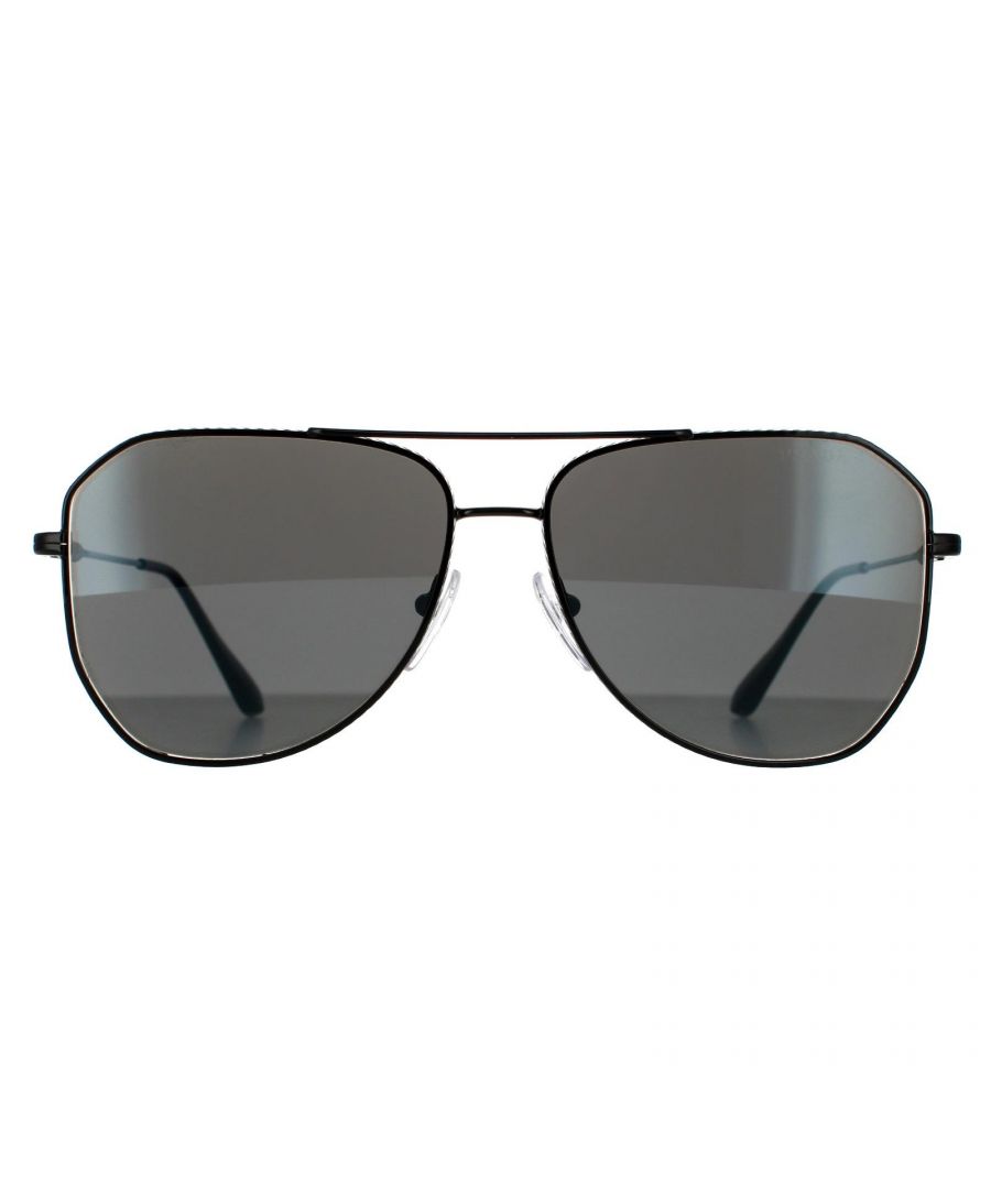Prada Aviator Mens Black Grey Sunglasses Prada are a aviator style made from lightweight acetate. All day comfort is ensured with the double bridge, silicone nose pads and plastic temple tips. The slender temples are engraved with the Prada logo for brand authenticity