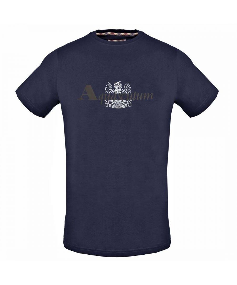 Image for Aquascutum Brand Aldis Logo Navy Blue T-Shirt