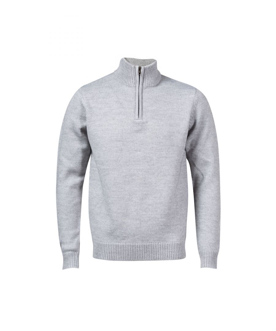 This ½ zip knitted jumper from French Connection is a staple style. Features woven tab branding, high neck collar, ½ zip fastening and ribbed cuffs, hem and neck.