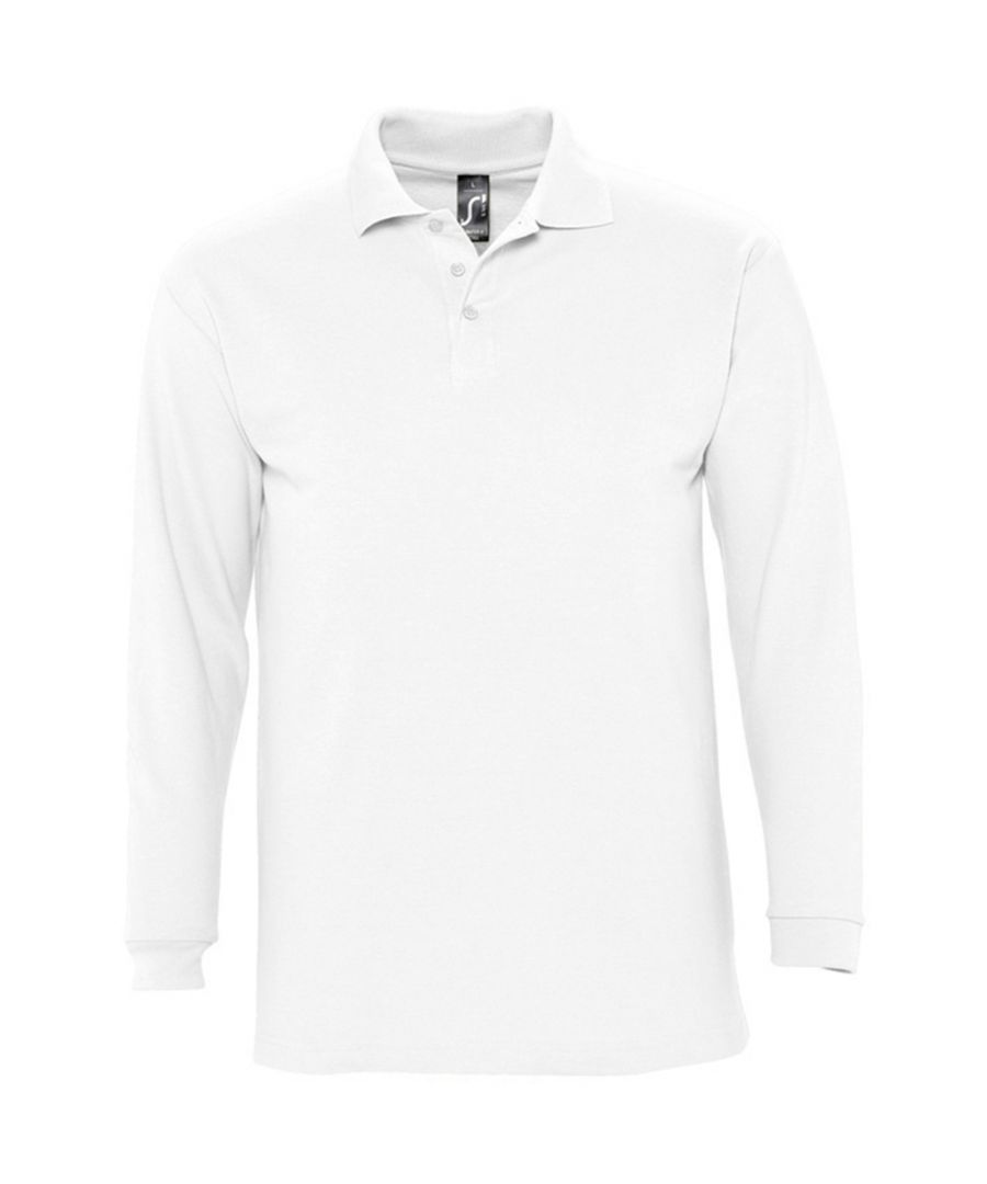 Image for SOLS Mens Winter II Long Sleeve Pique Cotton Polo Shirt (White)