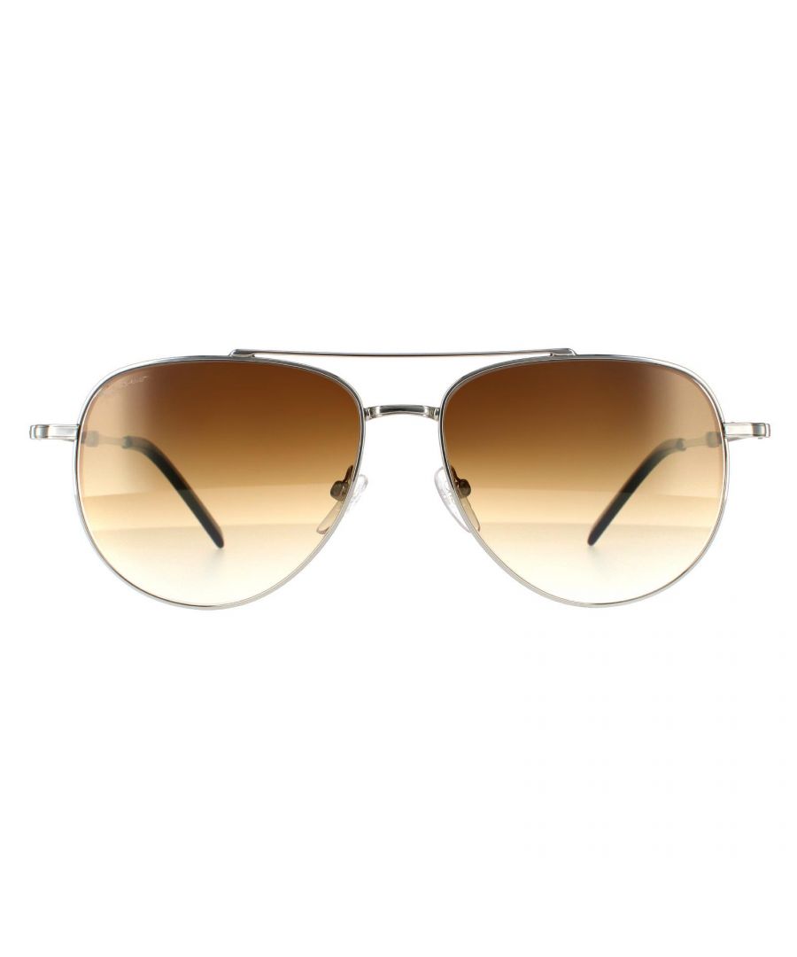 Image for Salvatore Ferragamo Aviator Mens Palladium Havana Brown Gradient Monogram Logo Mirror Sunglasses