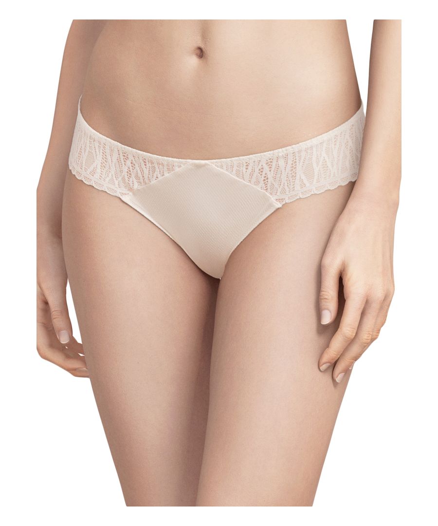 Refresh your lingerie collection with Passionata by Chantelle's Ironic. The tanga thong offers minimal rear coverage with sheer lace detailing, sitting just above the hips. Providing a super comfortable fit, perferct for everyday wear.