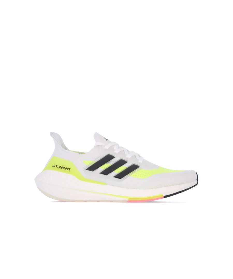 Image for Men's adidas Ultraboost 21 Running Shoes in White Black