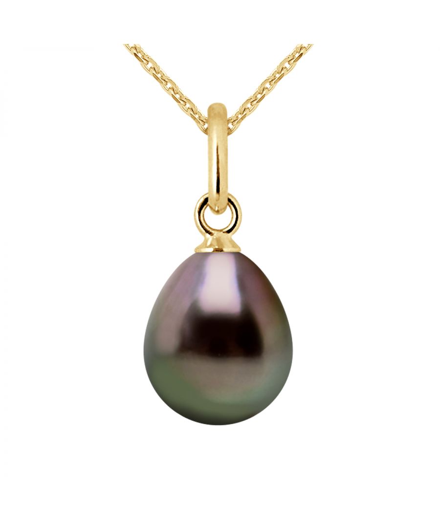 Necklace Articulé Fil Gold 750 and true Cultured Tahitian Pearl Pear Shape 8-9 mm , 0,31 in - Our jewellery is made in France and will be delivered in a gift box accompanied by a Certificate of Authenticity and International Warranty