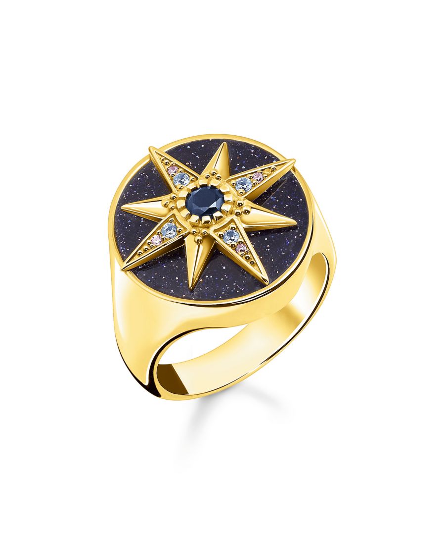 Thomas Sabo Womens Women´s Ring Royalty Star Colourful Stones - Gold - Size K